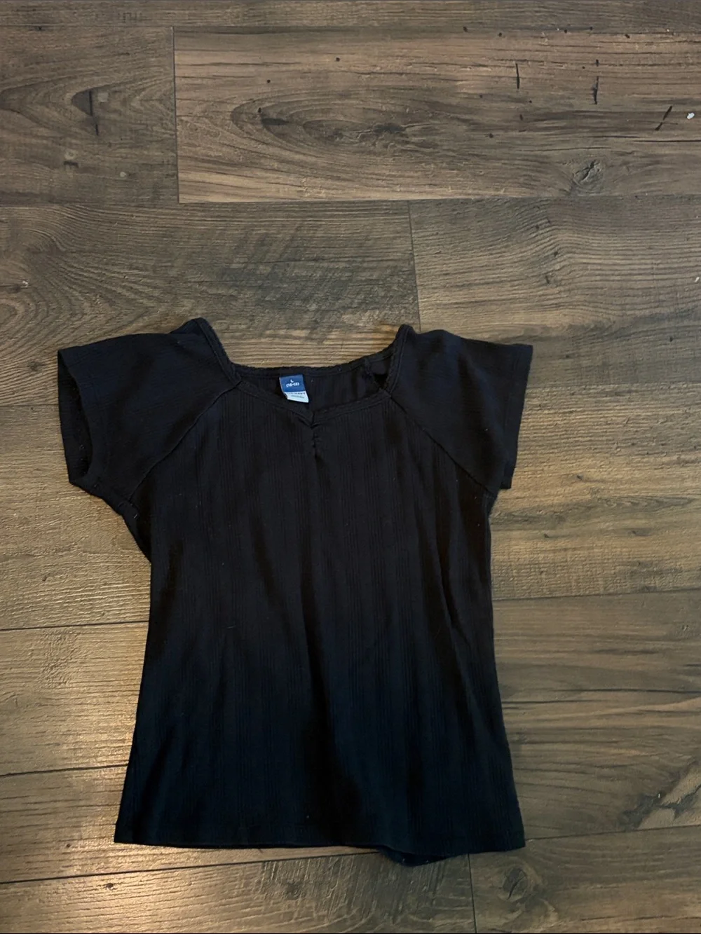 Old Navy Black Short Sleeve Ribbed Tee - Kids